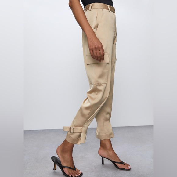 Satin Cargo Pants Zara in Sierra Beige Size XS - Picture 5 of 12